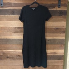 Saks Fifth Avenue Black Shortsleeve Sweater Dress Midi - Women's Size M
