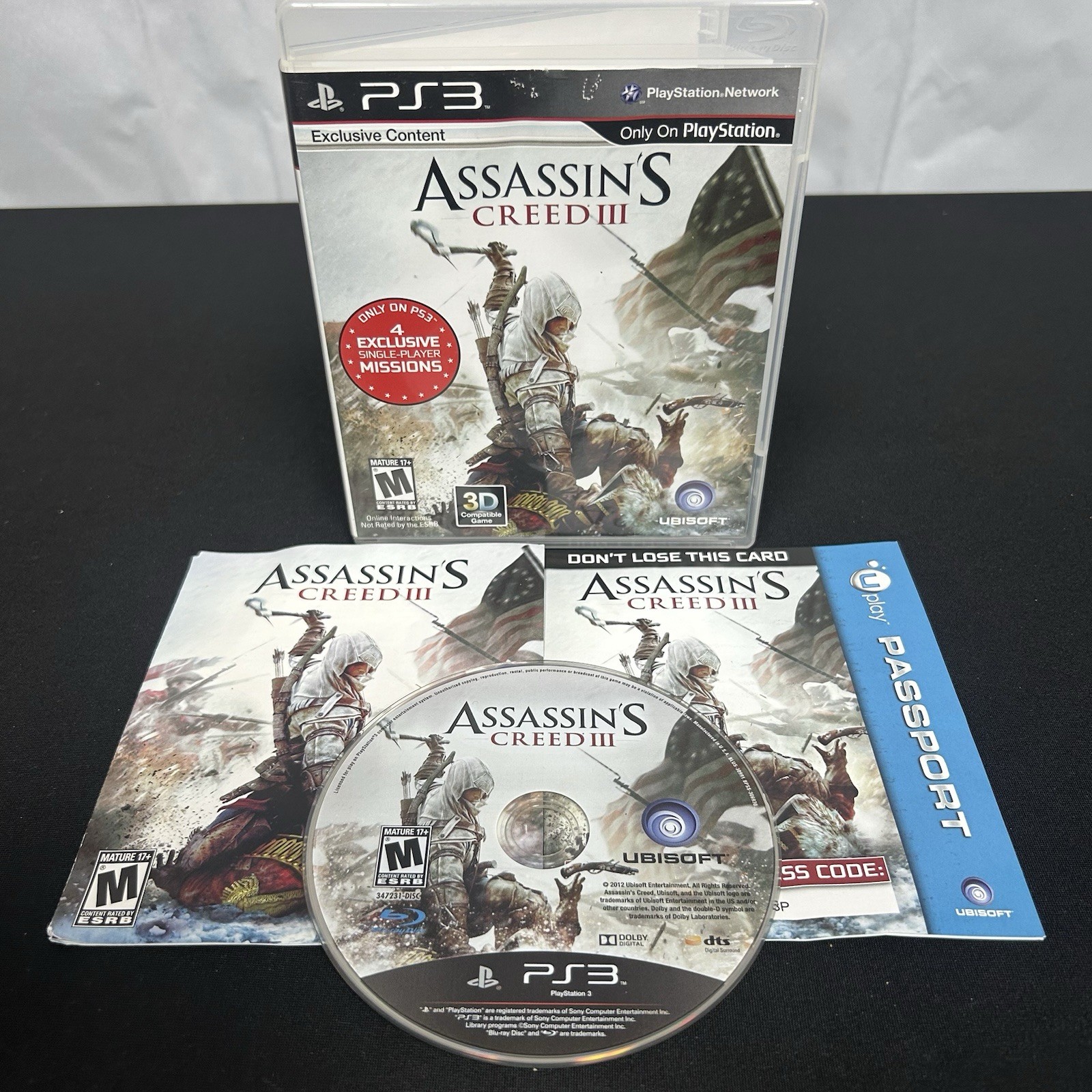 Assassin's Creed III - Sony PlayStation 3 (PS3) Complete in Box CIB Works/Tested
