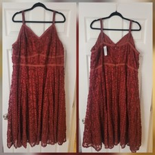Torrid Dress Womens SZ Plus 24 Tea Length Lace Sweetheart Babydoll Brick
