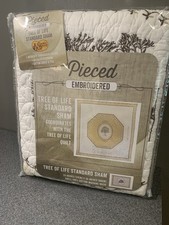 Cracker Barrel Tree OF Life Embroidered Quilted Cotton Pillow Sham 20" X 26