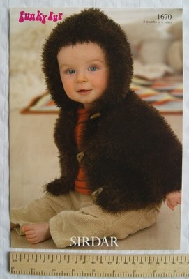 Vintage: Sirdar 1670 Jacke, Funky Fur, 18-26 inch, 46-66 cm, 3 Monate - 6 Jahre