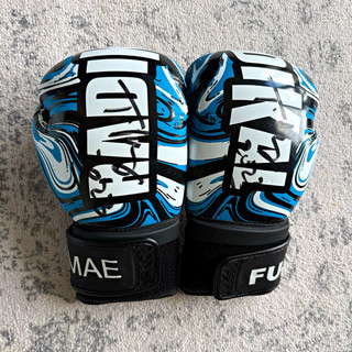 Tyson Fury Signed FUJIMAE Boxing Gloves 14oz Blue/White