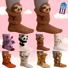 3D Cute Animals Socks Knitted Pattern Floor Socks Unisex Funny Christmas Gift CW