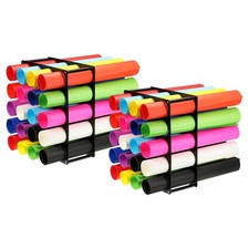 2 Set Vinyl Roll Storage Rack, Vinyl Roll Holder for Up to 20-Holes, Black