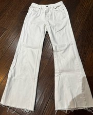 We The Free Free People White Flare Raw Hem Jeans Size 25