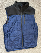 Reaction Kenneth Cole Men s Blue/Black Quilted Vest Full Zip Lined Size M