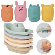 9 Packs Mold Free Bath Toys Silicone Animal Baby Bath Toys Floating Boats