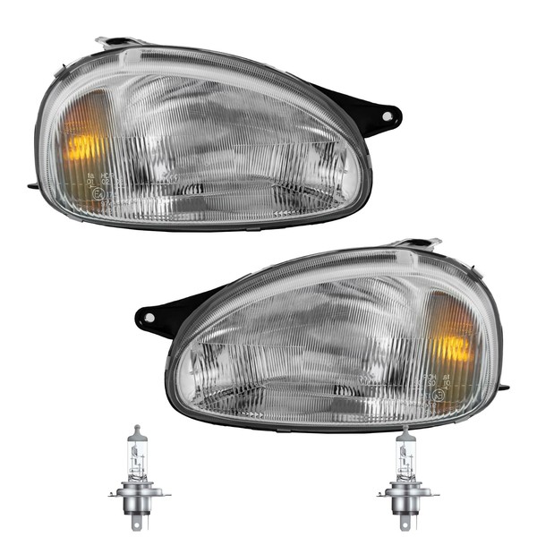 Halogen Scheinwerfer Set H4 FüR Opel Combo Corsa B Kasten Inklusive Lampen-image