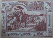 Kaiser Menelik II.  bei Ankunft eines Zuges, Illustration Louis Bombled, 1899