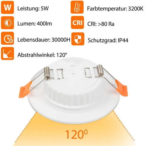 20x LED Einbaustrahler Decken-Spots Innenbeleuchtung Einbaurahmen 5W - Bild 8 von 13