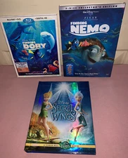 Finding Dory Blu-Ray+DVD; Finding Nemo DVD; Secret of the Wings Blu-Ray+DVD-used