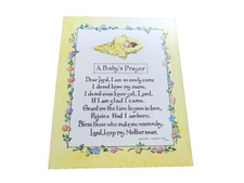 Vtg A Baby's Prayer Plaque Yellow Dorothea Warren Fox 1970 Flowers Nursery Decor