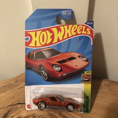 2022 HOT WHEELS SUPER TREASURE HUNT STH '71 LAMBORGHINI MIURA ORANGE ''MINT CARD''
