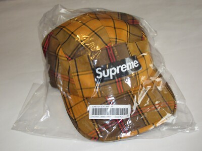 SUPREME New York GORE-TEX Tech Camp Cap GOLD PLAID Hat Adjustable