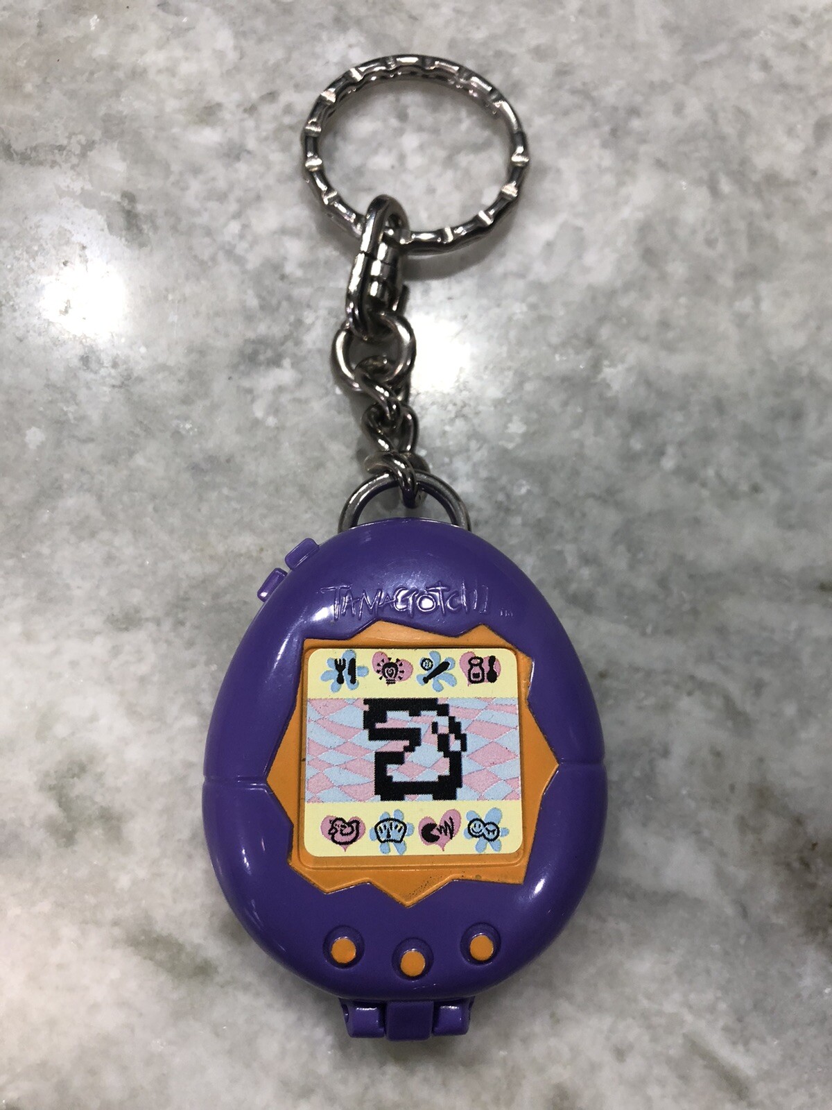 Vintage McDonald's Happy Meal Purple Tamagotchi w/ Green Dog Keychain 1997