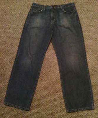 Calvin Klein Jeans 38 ~ 36x31 Relaxed Straight Easy Fit Men`s Jeans Dark Blue.