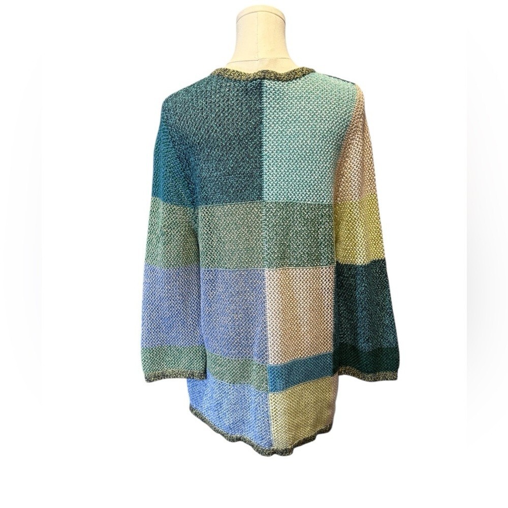Patchwork Cottagecore Womens Large Open Knit Blue… - image 6