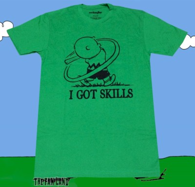 New Peanuts Charlie Brown Baseball I got Skills Men's T-Shirt 