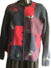 Beautiful Embroidered Boiled 100% Wool Floral Jacket 12 M Blue Red Canada