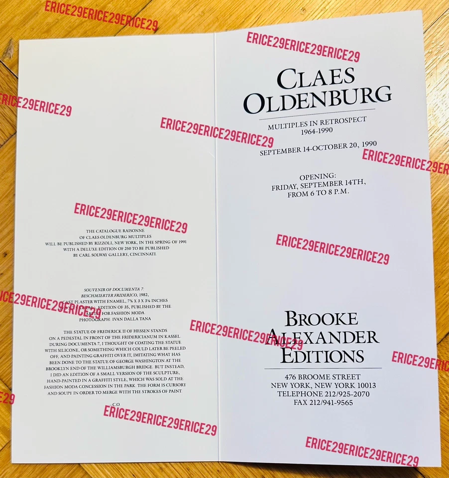 Claes Oldenburg 1990 Múltiples en Retrospectiva Brooke Alexander Ediciones Invitación Foto 3 de 3