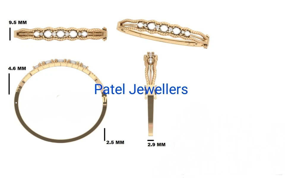 6St Ovaler Opal & Simulierter Diamant Armreif 14K Vergoldet 2'4 - Bild 4 von 4