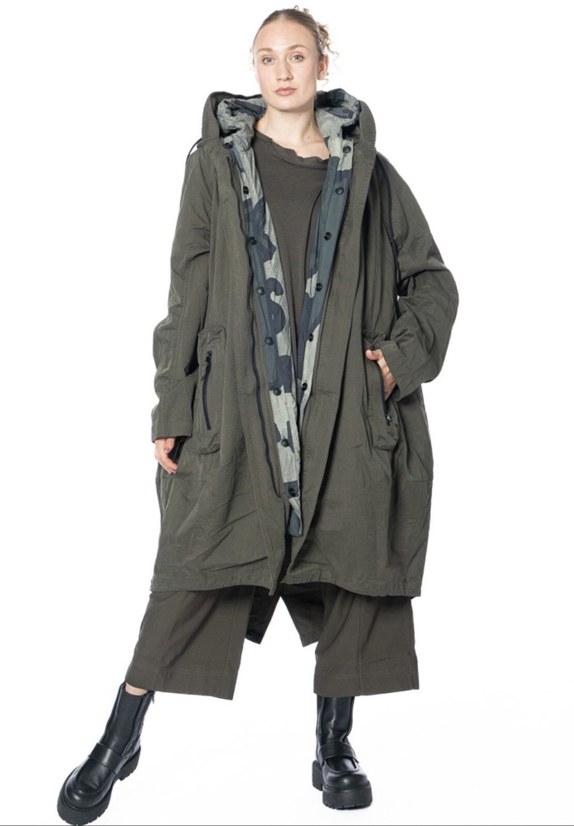 RUNDHOLZ Black Label Oversized Parka Coat In Jungle Detachable