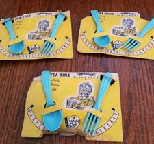Vintage Tea-time Kiddy Feeding Set Lot of Three Plasco Toy Plastic Tableware