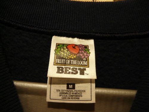 Felpa vintage anni 90 Fruit of the Loom blu navy girocollo vuota taglia M - Foto 2 di 8