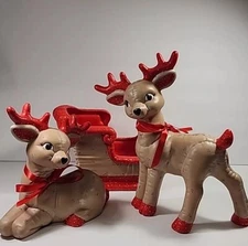  Reigndeer + Sleigh Kimble Ceramic Mold 80's Handpainted Ceramic Christmas