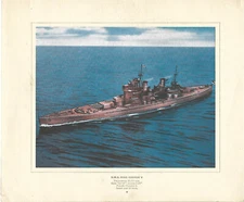 VINTAGE WWII PRINT OF THE BATTLE SHIP H.M.S. KING GEORGE V