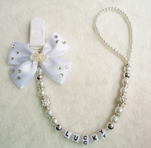 Nuevo Arco Hecho a Mano Rosa y Astilla Cuentas Maniquí Clip Soporte Chupete Soporte Clip Foto 2 de 4