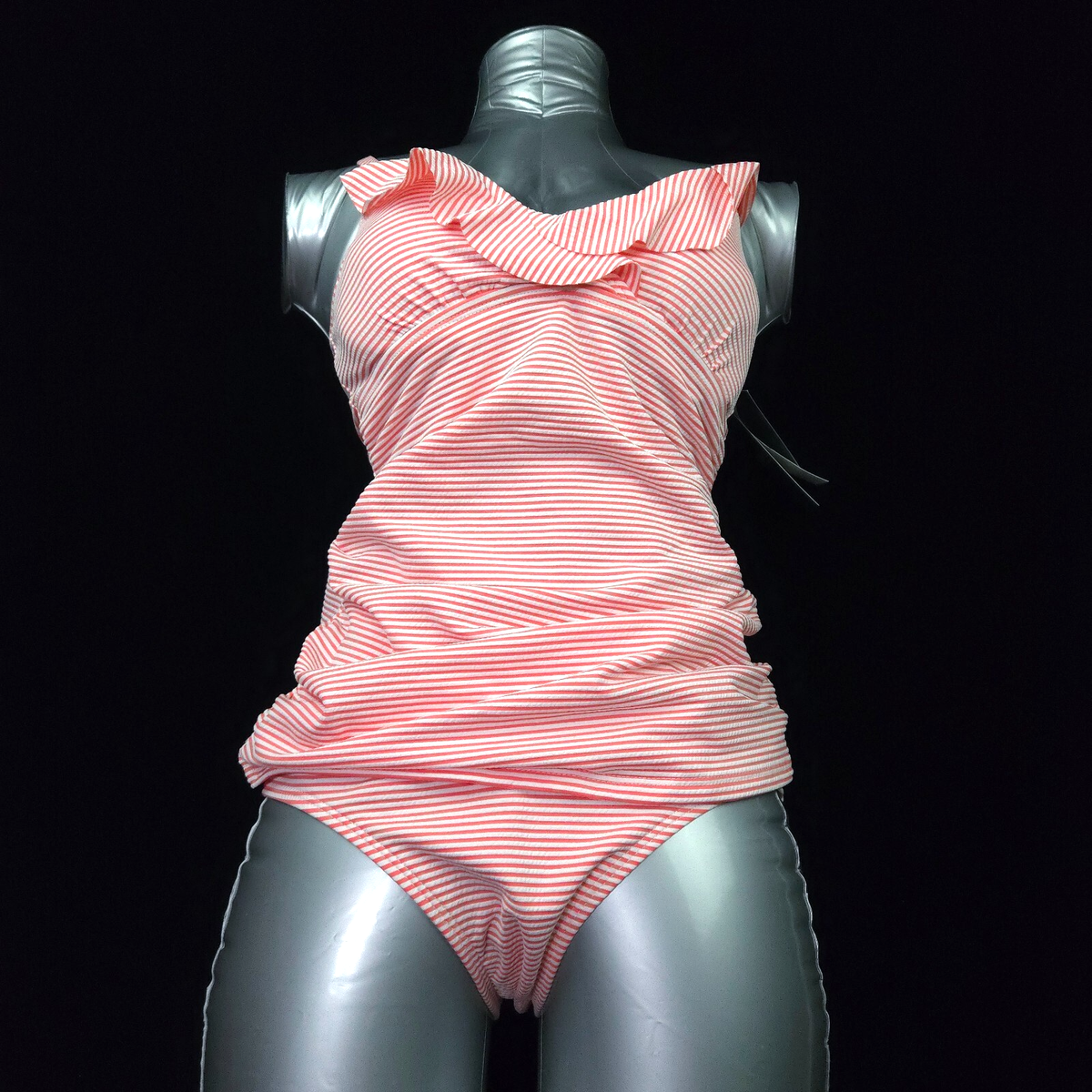 kt様 RALPH LAUREN WOMENS TANKINI SWIMSUIT -14- WHITE PINK SEERSUCKER 2