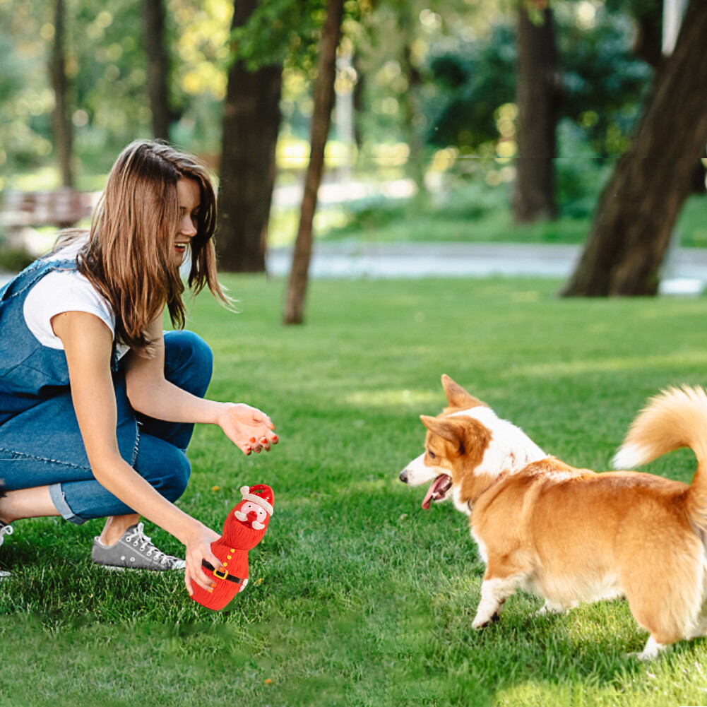 Dog Toy Santa Claus Shape Puppy Latex Squeaky Chewer Christmas