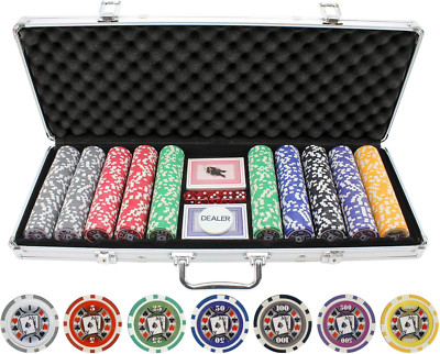 Deluxe 500 Piece 11.5g Big Slick Poker Chip Set for Ultimate Game Nights