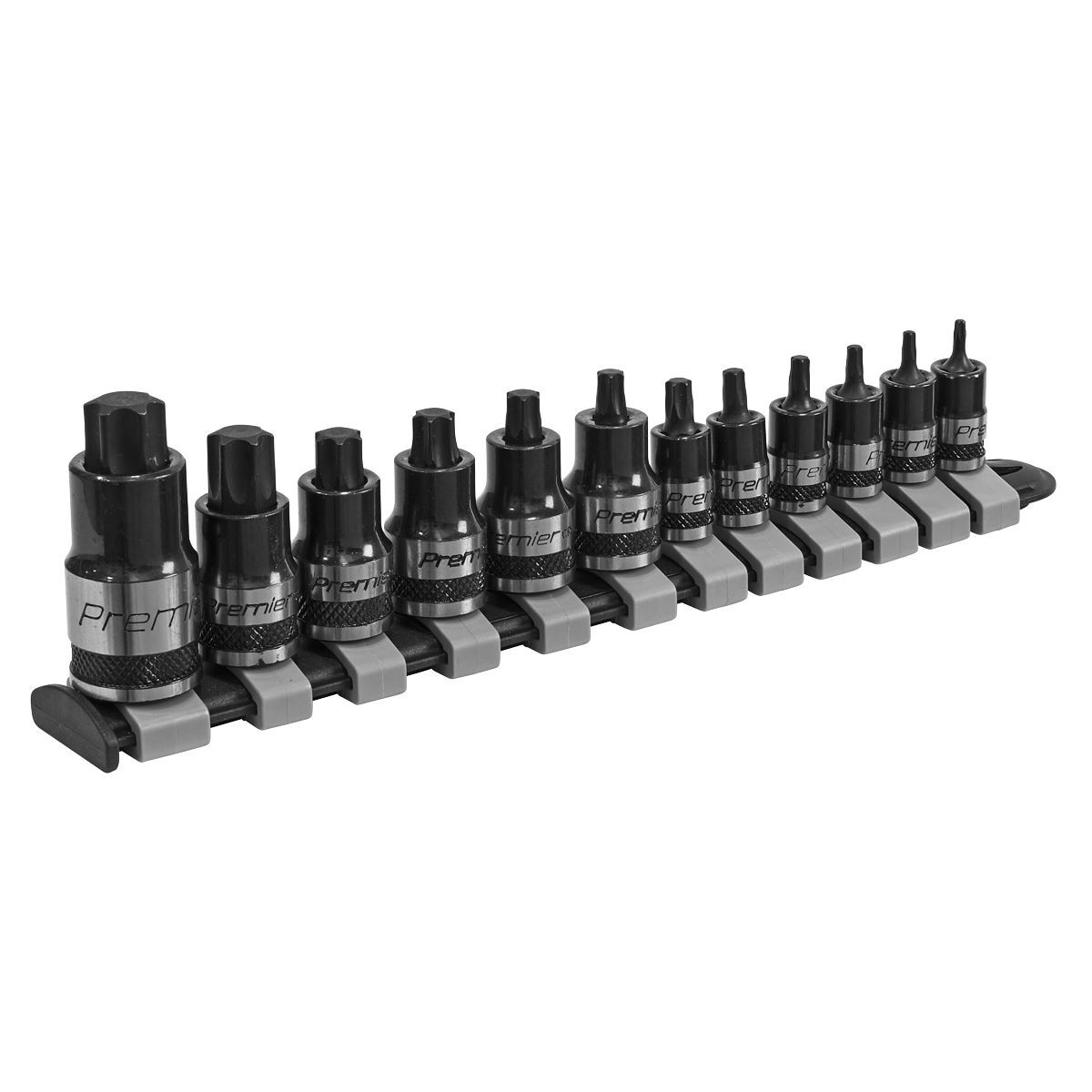 Sealey TRX-Star Socket Bits 12pc Stubby 1/4"",3/8"",1/2""Sq Dr Blk Ser AK6228B