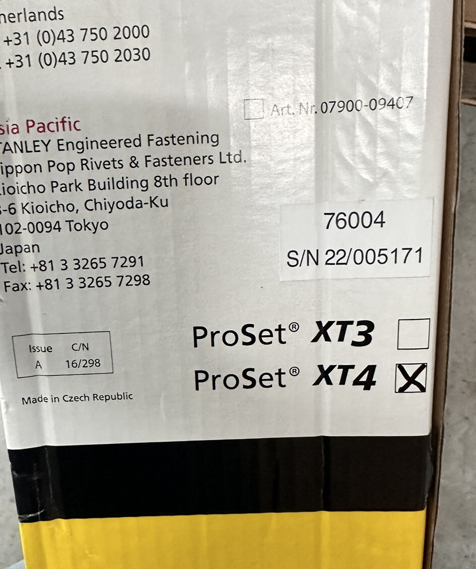Stanley POP Avdel ProSet XT4 Rivet Gun 7600400003 Brand New Open Box