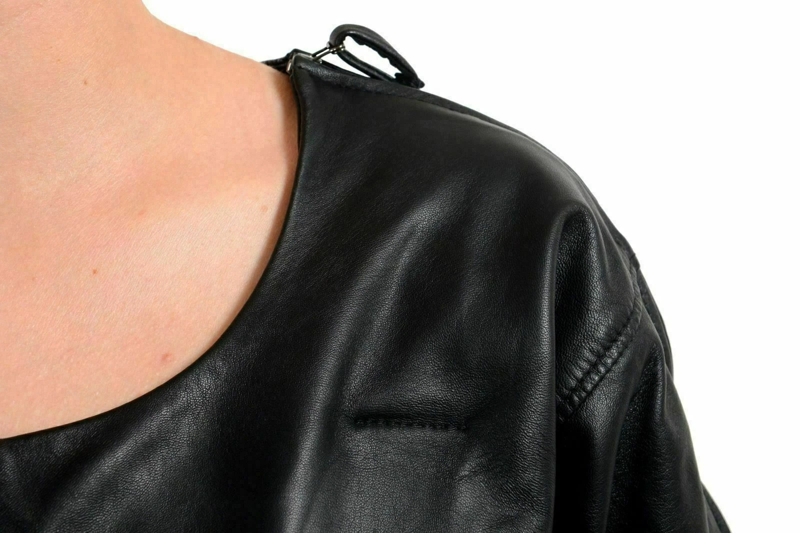 Abito a tunica Maison Margiela 1 donna 100% pelle guaina nera US M IT 42