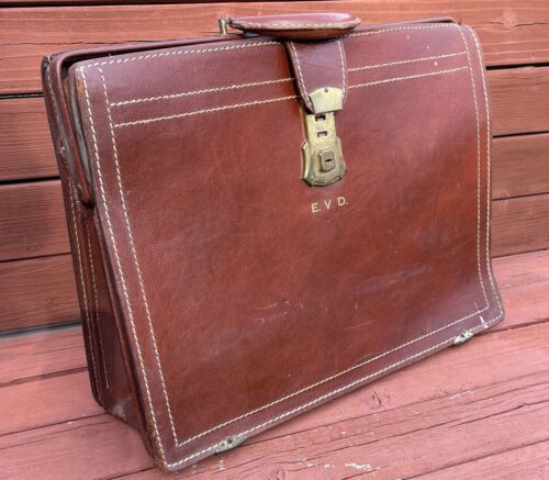50er Jahre Leder Attaché WEAR BEST BRIEFCASE Split Cowhide Portfolio Vintage PROP