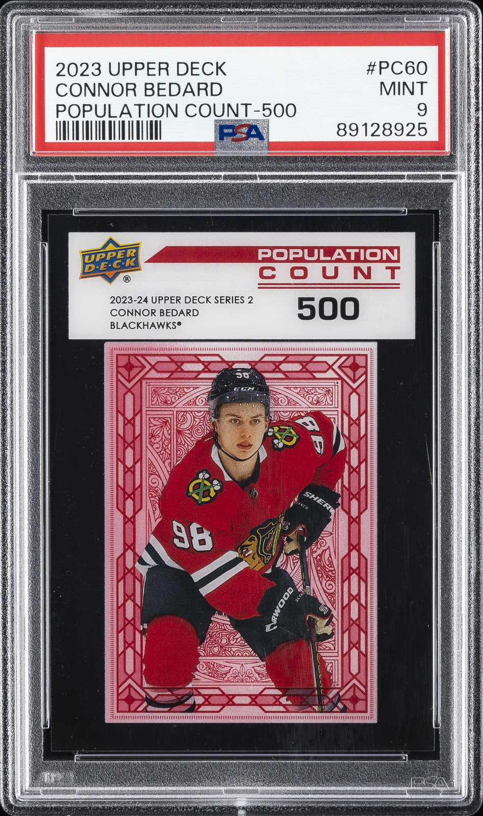 2023 UPPER DECK POPULATION COUNT 500 #PC60 CONNOR BEDARD ROOKIE RC PSA 9