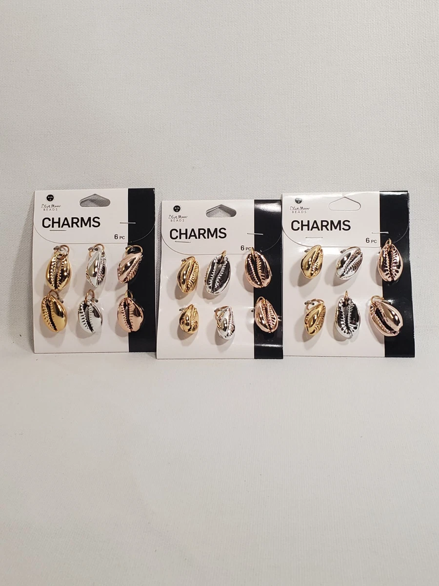 Blue Moon Beads Charms 6 piece Seashell Gold Silver Rose Gold LOT
