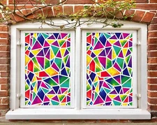 3D Color Triangle A603 Window Film Print Sticker Cling Stained Glass UV Sinsin