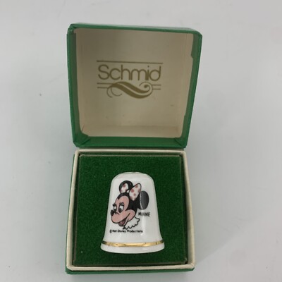 Schmid Disney Minnie Mouse Ceramic Thimble New in Box NOS