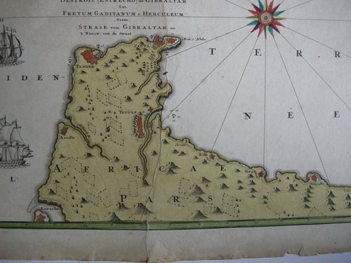 Cádiz Gibraltar España kolor Orig Kupferstichkarte Mapa 1740 Spanien - Picture 3 of 4