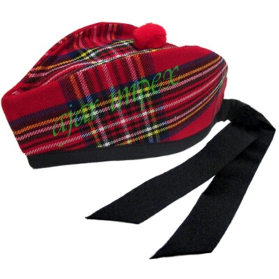 SCOTTISH PIPER HAT 100% PURE WOOL GLENGARRY