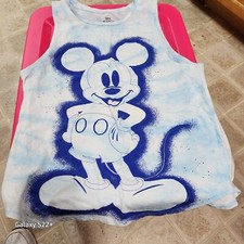 Disney Mickey Mouse Tank Top Juniors Med 7-9 Blue Tie-dye 24" length