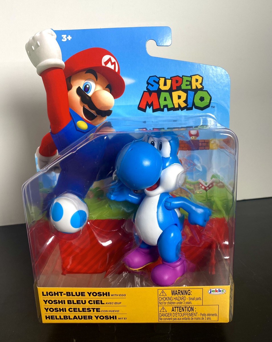 World of Nintendo Light Blue Yoshi with Egg Action Figure, 4