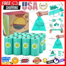 Luxury Leak-Proof Dog Poop Bag Holder with LED Flashlight - 180 Lavender Bags