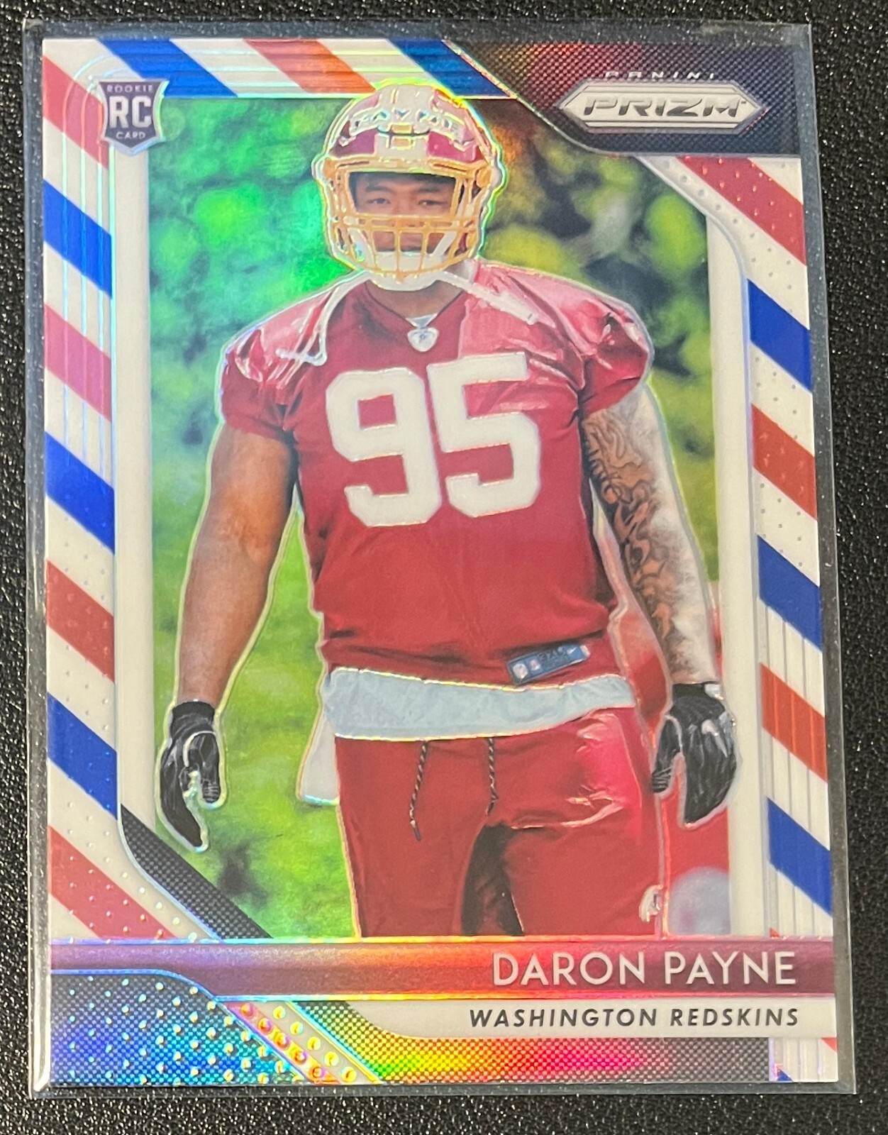 2018 Panini Prizm RED WHITE BLUE #245 DARON PAYNE Washington Redskins RC F8