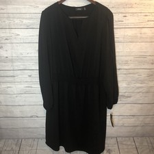 Smocked Long Sleeve Cold Shoulder Black Dress 18W Plus Size NWT $60