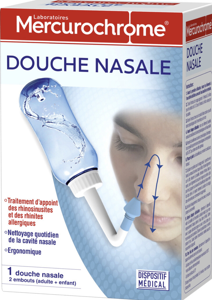 Douche nasale Mercurochrome soulage rhinites allergiques et rhinosinusites 250ml